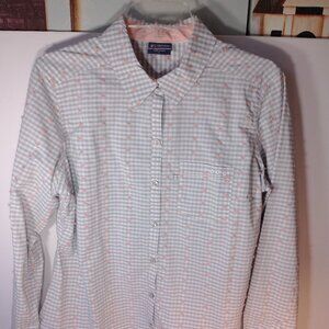 Columbia "PFG" Gray and White Check Button Down Shirt Size L